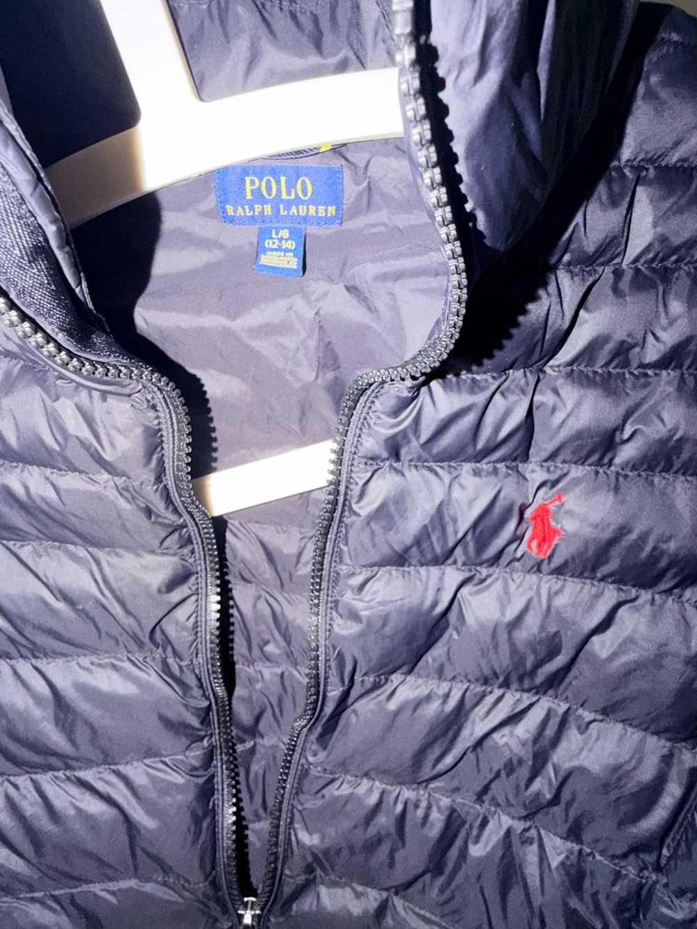 Polo by Ralph Lauren Kids Navy Puffer Jacket with Red Pony Embroidery